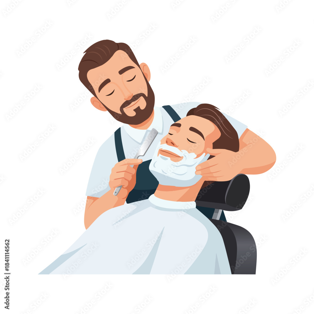 Fototapeta premium Barber Shaving Client's Face Saloon
