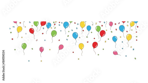 Celebration Balloons: A vibrant display of colorful balloons and confetti, floating with joy, perfect for adding a touch of festive fun.