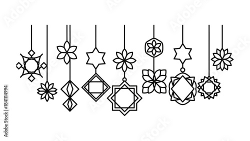 Ornamental Symmetry: A collection of decorative ornaments gracefully suspended, their intricate designs and perfect symmetry create a visually stunning and artistic arrangement. 