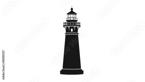 Black silhouette of a tall lighthouse tower