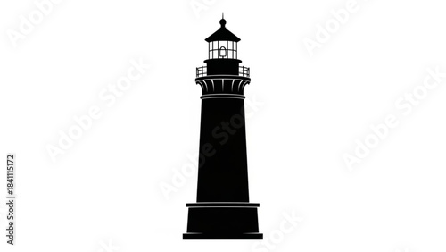 Black silhouette of a tall lighthouse tower