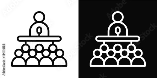 Public Speaking Icon White And Black Background Style