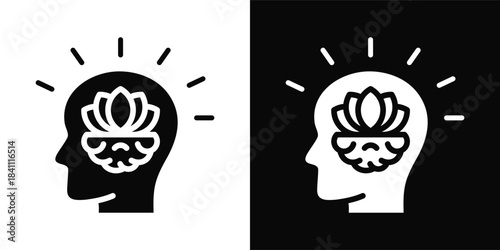 Stress Relief Icon White And Black Background Style