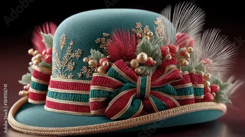 Festive Christmas Hat Adorned with Elegant Details