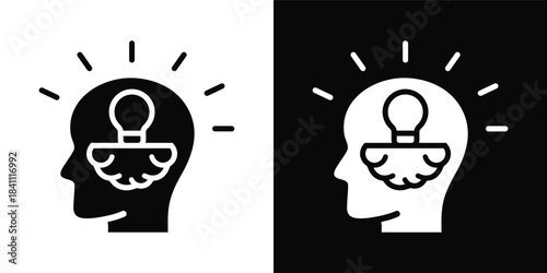 Critical Thinking Icon White And Black Background Style
