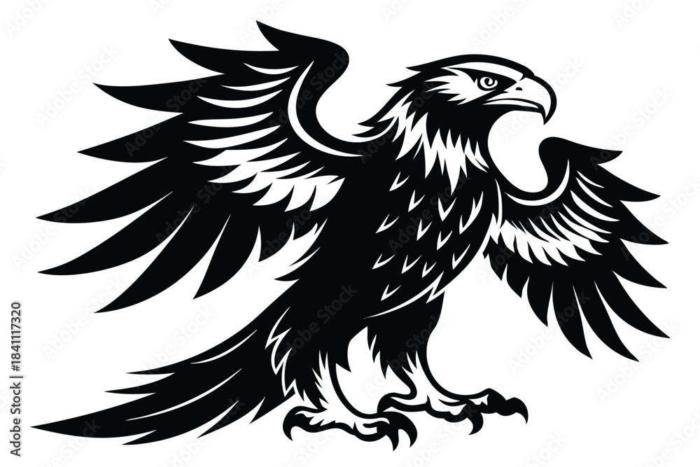 Fototapeta premium eagle silhouette line art vector illustration with a white background