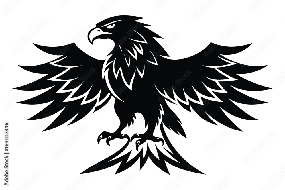 Naklejka premium eagle silhouette line art vector illustration with a white background
