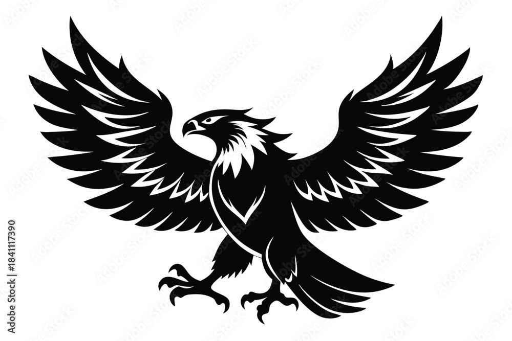 Naklejka premium eagle silhouette line art vector illustration with a white background