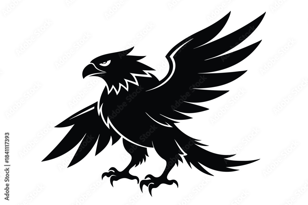 Fototapeta premium eagle silhouette line art vector illustration with a white background