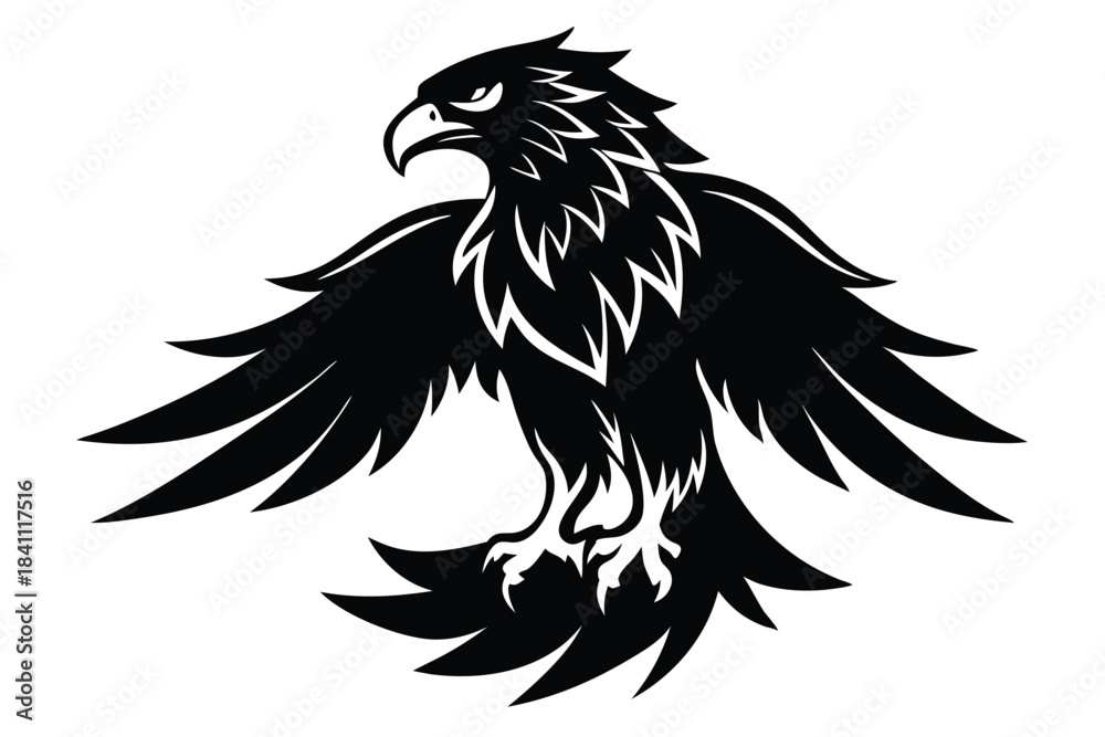 Obraz premium eagle silhouette line art vector illustration with a white background