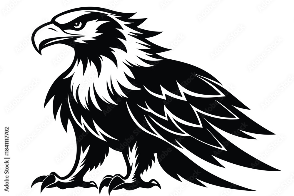 Obraz premium eagle silhouette line art vector illustration with a white background