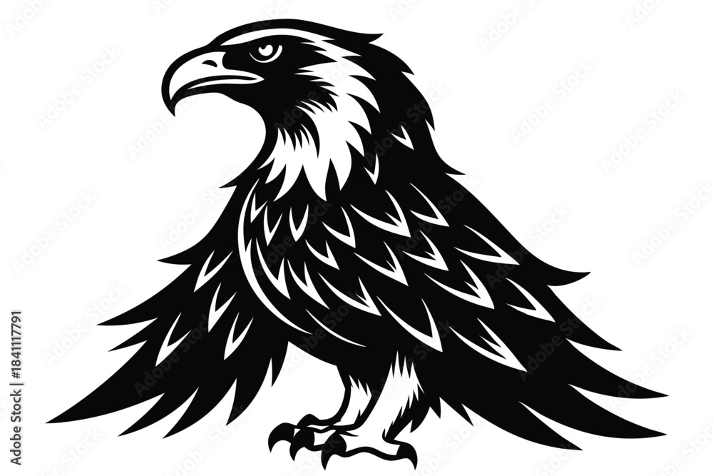 Obraz premium eagle silhouette line art vector illustration with a white background