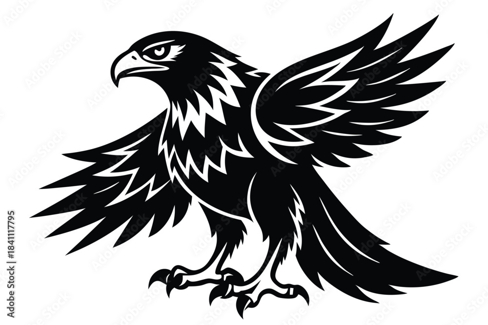 Obraz premium eagle silhouette line art vector illustration with a white background