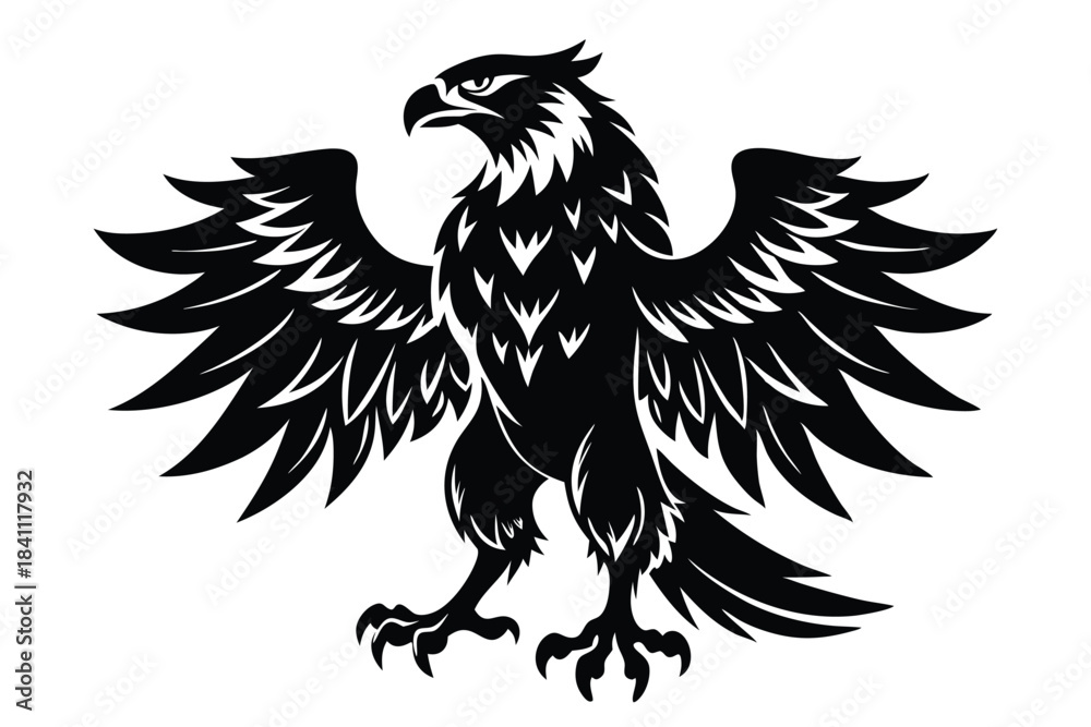 Obraz premium eagle silhouette line art vector illustration with a white background