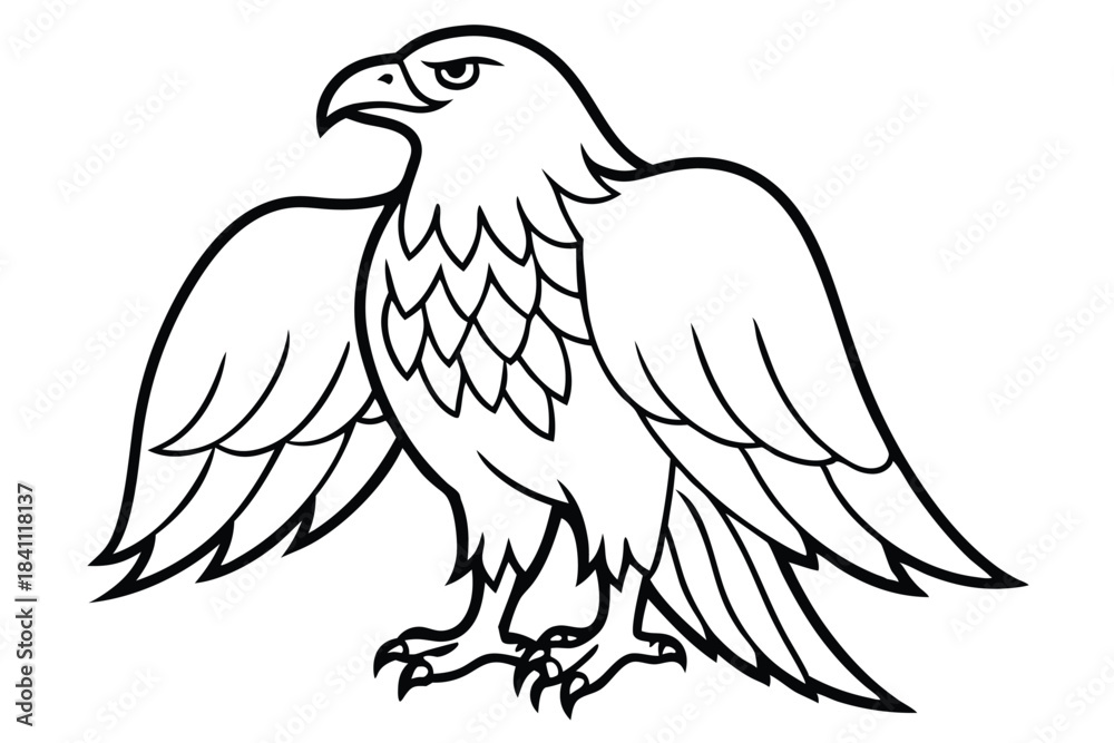 Obraz premium eagle silhouette line art vector illustration with a white background