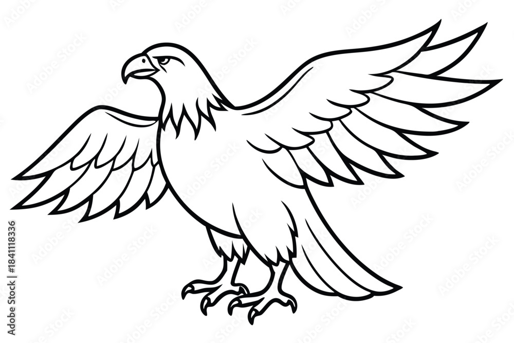 Obraz premium eagle silhouette line art vector illustration with a white background