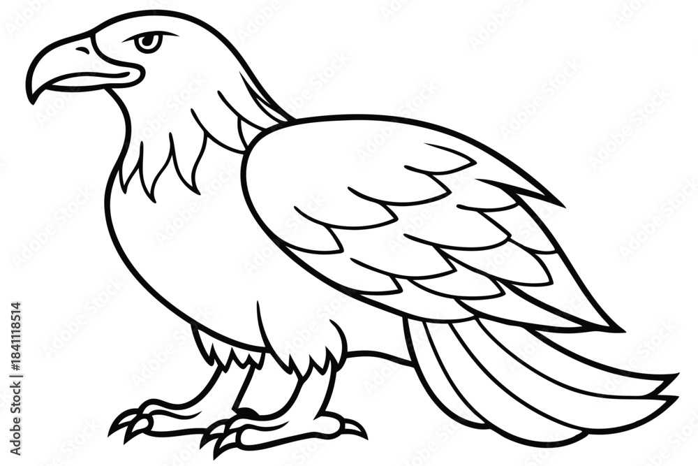 Obraz premium eagle silhouette line art vector illustration with a white background