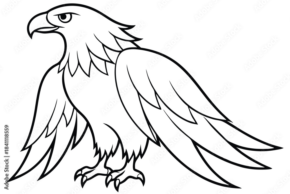 Obraz premium eagle silhouette line art vector illustration with a white background