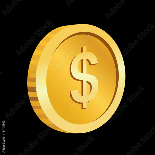 Dollar coin vector illustration, coin icon, clip art coins, coin clip art, money vector art