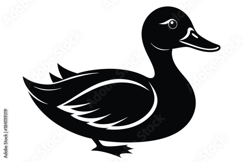 duck silhouette line art vector illustration with a white background