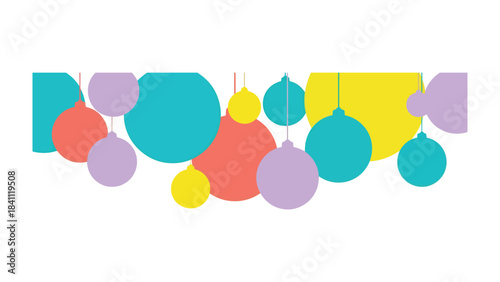 Festive Ornaments in Vibrant Colors: A cheerful composition of colorful ornaments, suspended in mid-air, creating a playful and joyous atmosphere of the holiday season.