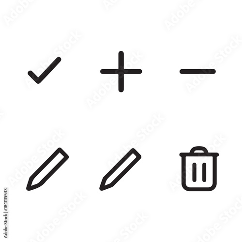 Essential UI action icons simple outline vector set for web and mobile applications isolated on whit