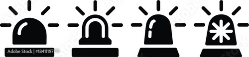 Collection of warning and alert light icons representing emergency, danger, and notification signals