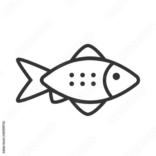 Outline fish icon isolated flat style design.