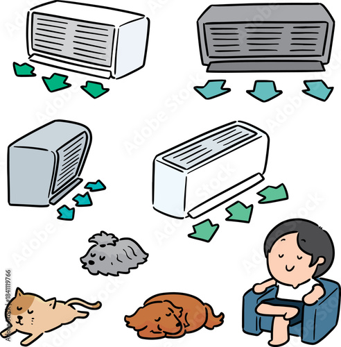 vector set of air conditioner