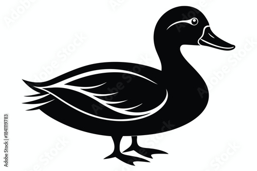 duck silhouette line art vector illustration with a white background