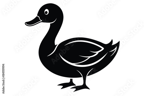 duck silhouette line art vector illustration with a white background