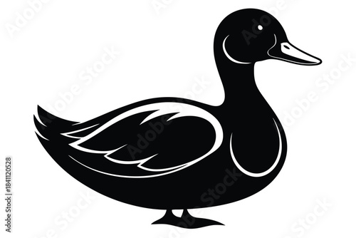 duck silhouette line art vector illustration with a white background