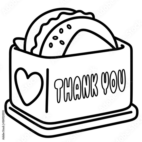 Hamburger box, easy coloring for kids, vector, illustration, coloring book, coloring page, cozy, cute, bold, comfy