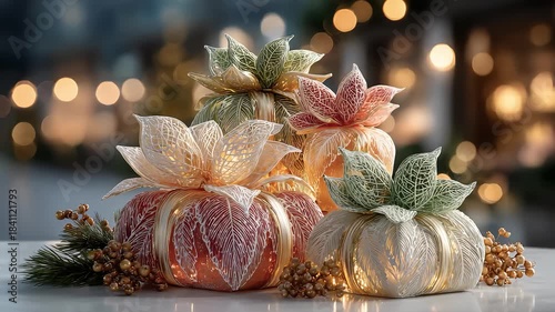 Sparkling Christmas Gift Boxes Illuminate Warm Winter Holidays