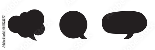 Comic speech bubble silhouettes. Set of black comic speech bubble silhouettes. Includes different shapes from oval to decorative and explosive forms