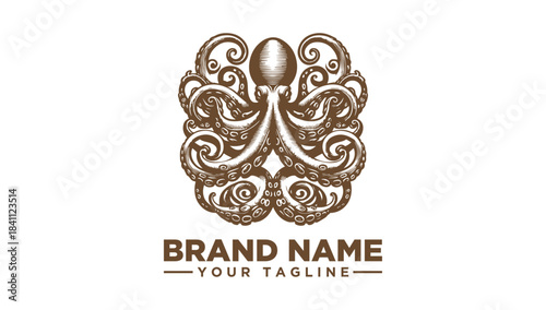 Vintage Octopus Logo Vector Illustration for Branding - Unique and Artistic Design