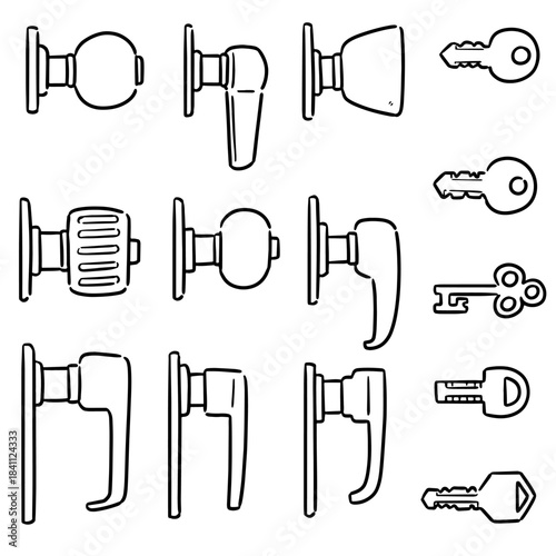 vector set of door knob