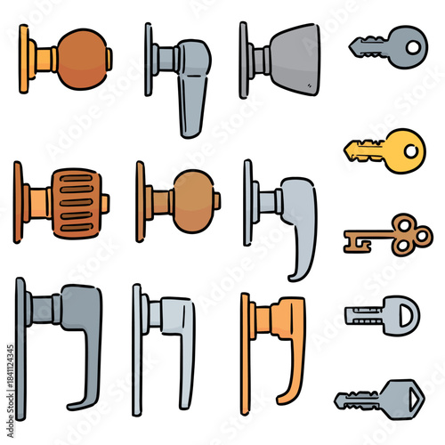 vector set of door knob