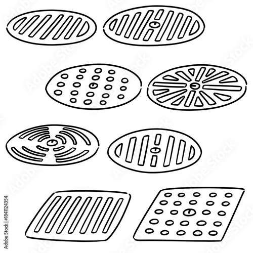 vector set of drain cover
