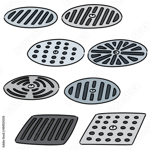 vector set of drain cover