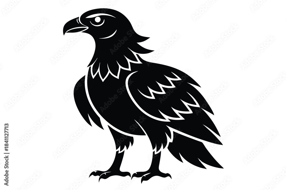 Fototapeta premium buzzard silhouette line art vector illustration with a white background