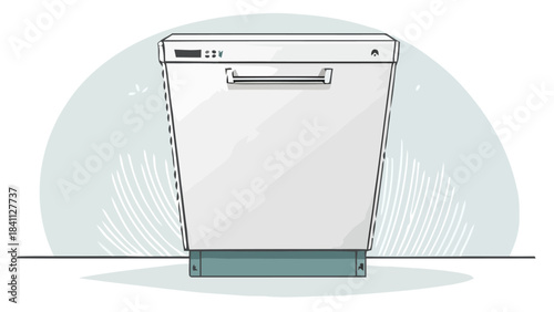 Quiet Silent Dishwasher Silhouette Vector Icon, Symbolizing Modern Efficient Kitchen Appliances and Clean Record of Eco-Friendly Home Cleaning Solutions