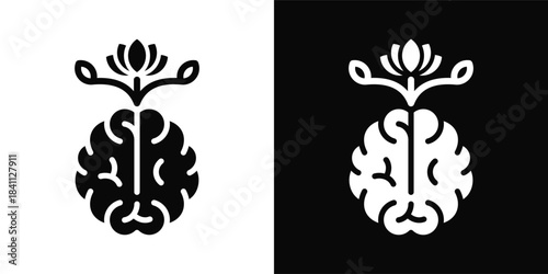 Mindfulness Icon White And Black Background Style