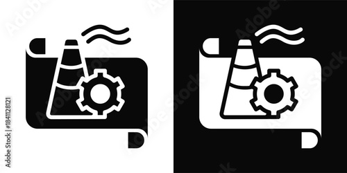 Industrial Design Icon White And Black Background Style