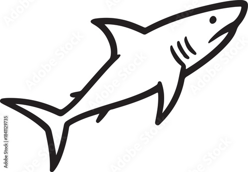 Vector illustration of a swimming shark silhouette predator marine animal in the blue ocean water