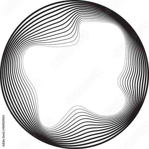 Circle line gradient blend to organic shape. Technology concept