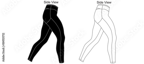 Leggings Side Views Mockup Template Vector