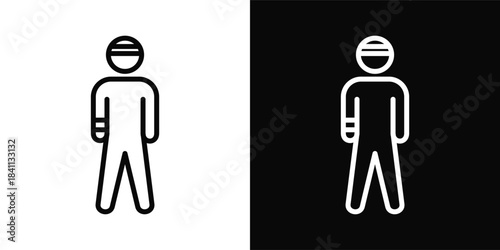 Broken Arm Icon White And Black Background Style