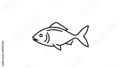 Minimalist Fish Illustration: A simple yet elegant black and white outline of a fish, exuding a sense of tranquility and the beauty of nature.