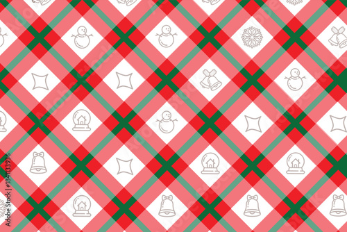Christmas pattern ornament. Geometric background for Christmas clothes and wrapping paper. Seamless checkered pattern. Vector illustration.